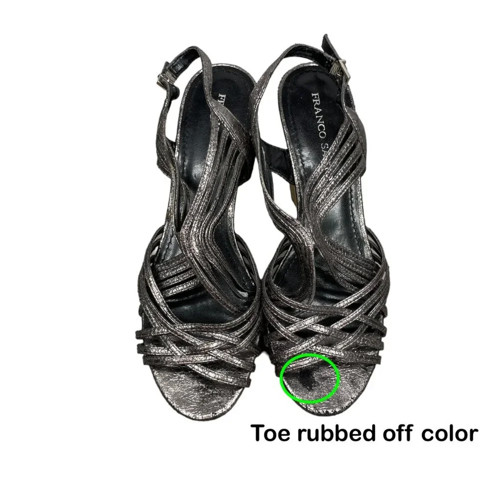 Franco Sarto Womens Flurry Distressed Silver‎ Black 4in Platform Wedge Size 11 M